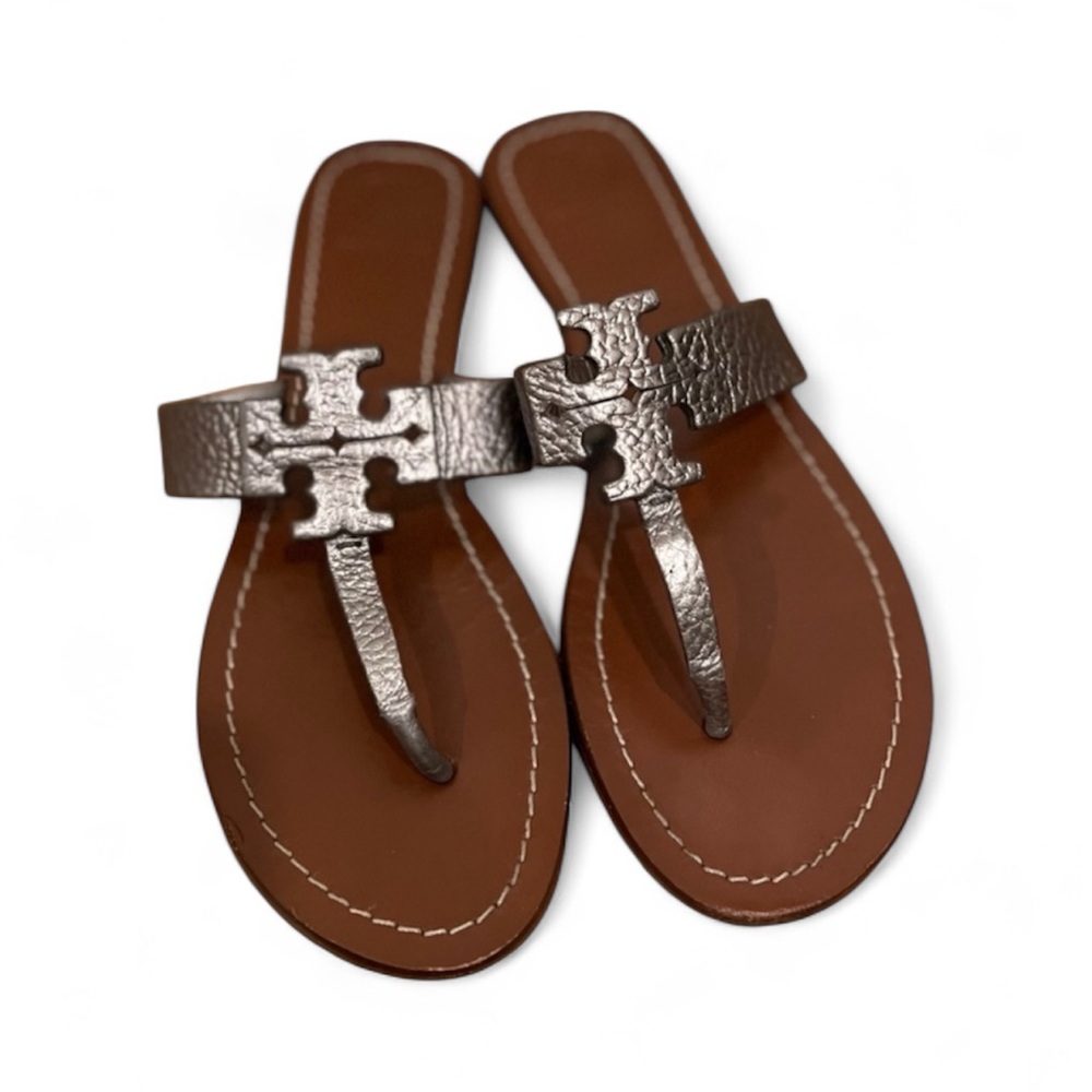 Tory Burch Brown and Silver Sandals
